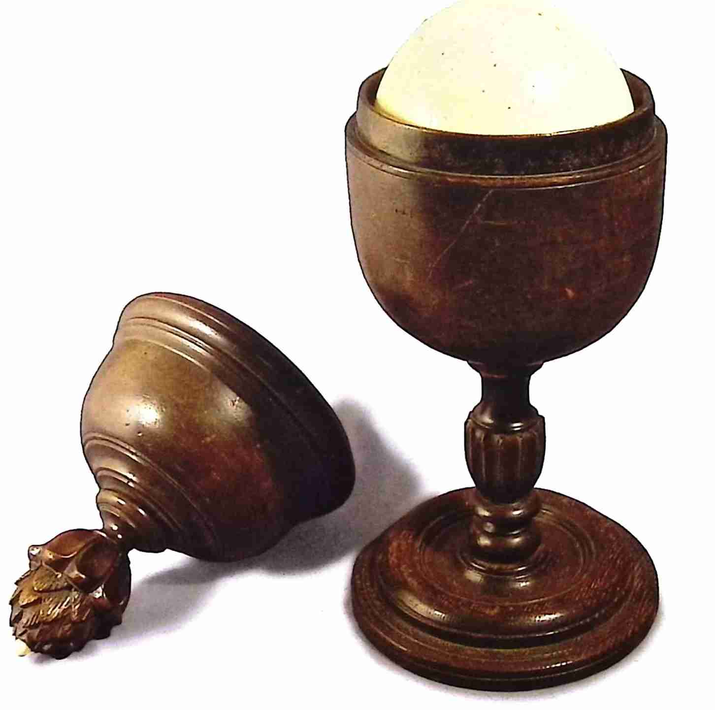 Egg in turned wooded case