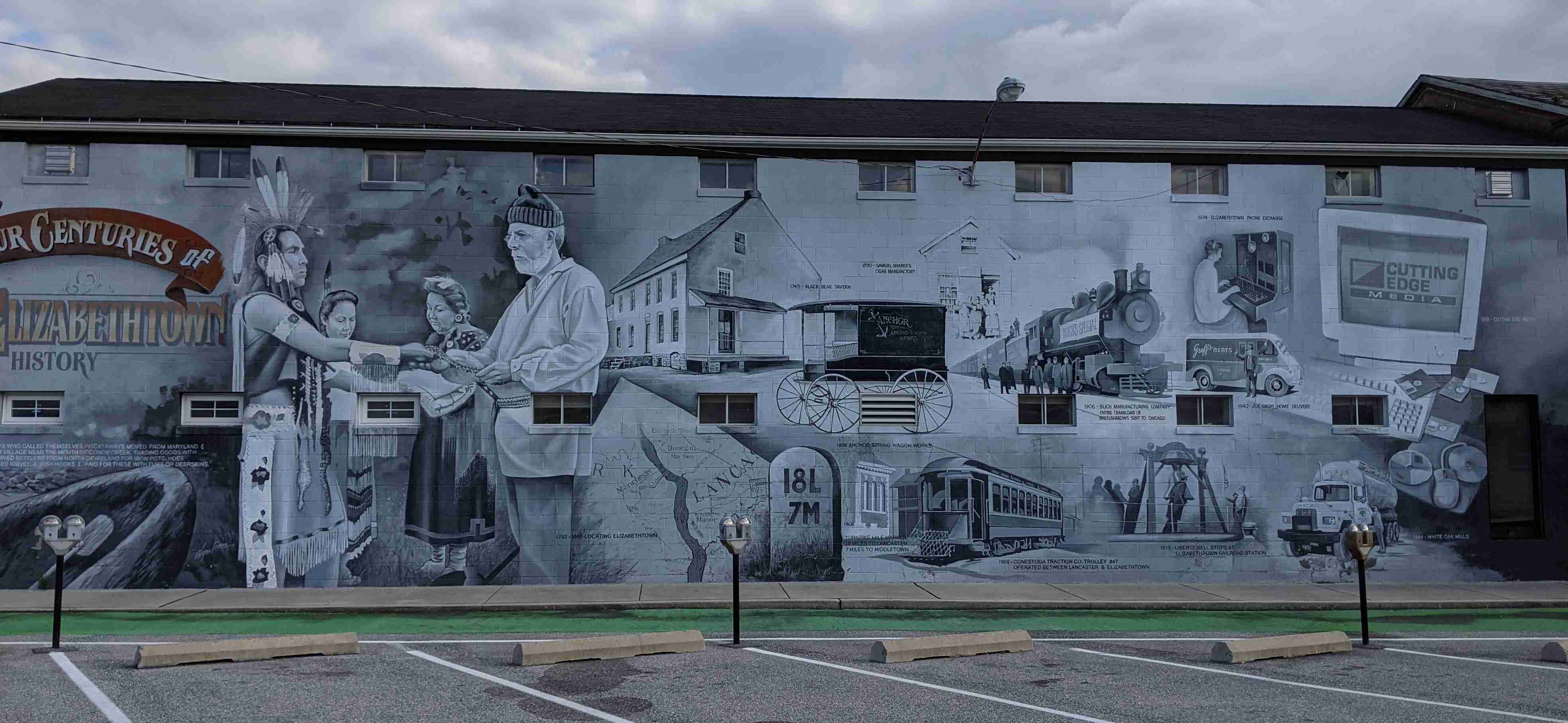 Four Centuries mural of Elizabethtown history.