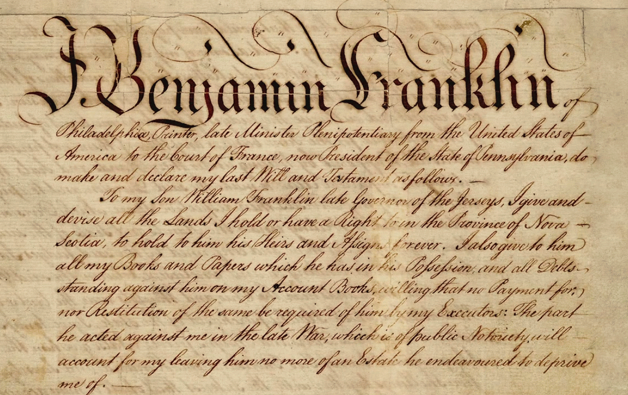 Benjamin Franklin will